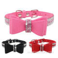 Venta caliente de lujo de lujo Bowtie Rhinestone Dog Collar